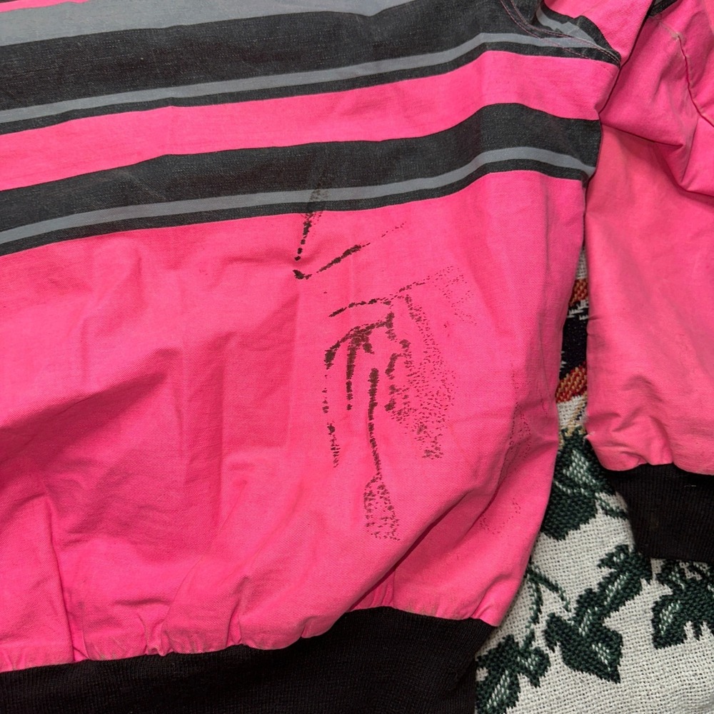 Vintage Thrashed Wrangler Brushpopper Jacket Pink Striped Western Bomber XXL - Picture 9 of 9